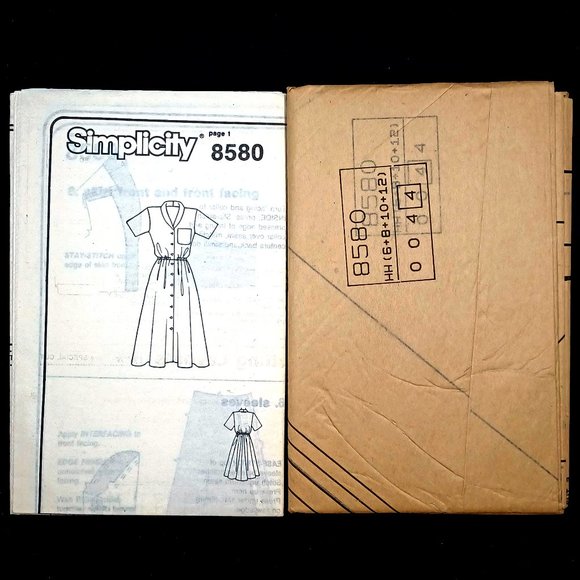 Simplicity 8580 Misses Midi Dress Sewing Pattern Size US 6 8 10 12 Uncut FF 1988 - Picture 5 of 5